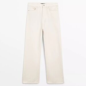 Massimo Dutti - High-Waist Wide-Leg Jeans in Ivory -  Size US 2 / FR 34